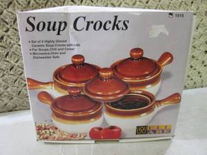 lot 216 image: (C-4) Set of 4 Soup Crocks...