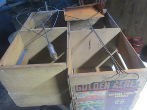 lot 45 image: Wooden Fruit Crates, Rug Beater