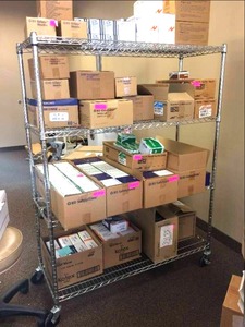 lot 24 image: MSRP $200 4 -Tier UltraDurable Mobile Wire Shelving - Commercial Grade NSF Steel 48L x 18W x 72H - Chrome Plated - 800lb Capacity Per Shelf - Like New Condition Contents NOT Included