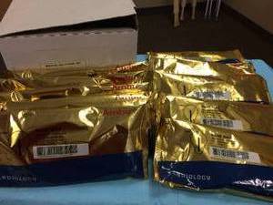 lot 48 image: 10 Gold Foil Bags NEW AMBU 015-0630-00 Cardiology, Blue Max Mortara Instrument&nbspECG Electrodes Expired - 100 Per Gold Foil Bag - Expired Ones Currently Selling Online $25.00 Per Gold Foil Bag