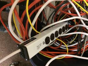 lot 67 image: Lot Of Power Strips Extension Cords & Computer Wires