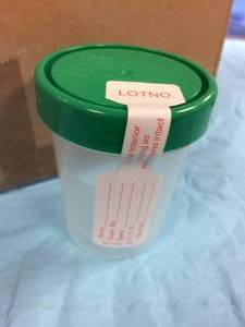 lot 72 image: 1 Case PRO ADVANTAGE Urine Etc Specimen Container, Screw-On Lid & Label, 4 oz, Sterile, Tamper Evident, 100 per case