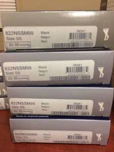 lot 94 image: MSRP $260 Lot Of 4&nbspSigvaris MidTown Microfiber Graduated Compression Stockings Black Color - SS Sizes