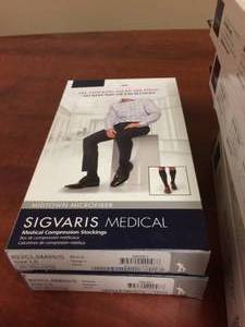 lot 95 image: MSRP $130 Lot Of 2&nbspSigvaris MidTown Microfiber Graduated Compression Stockings Black Color - LS Sizes