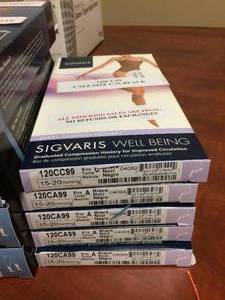 lot 97 image: MSRP $150 Lot OF 5 Sigvaris Graduated Compression Sheer Fashion Hosiery For Improved Circulation Size A & C Black Color