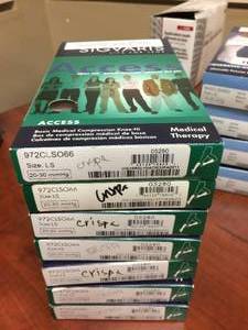 lot 99 image: MSRP $280 Lot of 7&nbspSigvaris Diabetic Compression Socks Crispa Color Size LS
