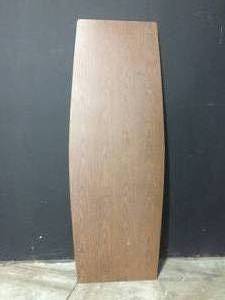 lot 31 image: MSRP $500 High Quality Barricks Extra Large 96 Boat Shaped Folding Conference Training Table - Lifetime Warranty - Walnut Laminate Top - Good Condition - Top Has Wear & Tear - See Pics  