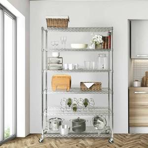 lot 23 image: MSRP $400 6-Tier UltraDurable Mobile Wire Shelving - Commercial Grade NSF Steel 48L x 18W x 96H - Chrome Plated - 800lb Capacity Per Shelf - Like New Condition Contents NOT Included