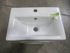 lot 102 image: Home Decorators Collection Arvesen 18 in. W x 12 in. D Vanity in White with Ceramic Vanity Top in White with White Sink Arvesen 18W