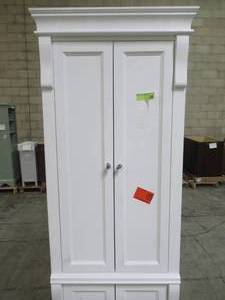 lot 108 image: Home Decorators Collection Naples 24 in. W x 17 in. D x 74 in. H Bathroom Linen Cabinet in White NAWL2474