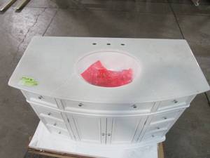 lot 120 image: Home Decorators Collection Hampton Harbor 45 in. W x 22 in. D Bath Vanity in White with Natural Marble Vanity Top in White Natural BF-23148-WH