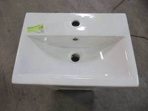 lot 123 image: Home Decorators Collection Arvesen 18 in. W x 12 in. D Vanity in Dove Grey with Ceramic Vanity Top in White with White Sink Arvesen 18G