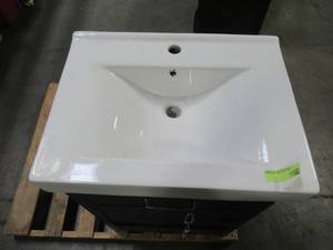 lot 216 image: Home Decorators Collection Cedarton 24 in. W x 18 in. D Vanity in Espresso with Vitreous China Vanity Top in White and Basin HCCEDARTON24