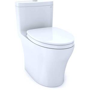 lot 332 image: Toto Aquia IV 1-Piece 0.81.28 GPF Dual Flush Elongated Toilet with CeFiONtect in Cotton White, MS646124CEMFG#01.
