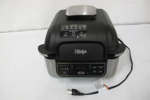 lot 12 image: Ninja - Ninja Foodi 5-in-1 Indoor Grill with 4-qt Air Fryer, Roast, Bake, & Dehydrate - Stainless SteelBlack
