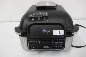 lot 13 image: Ninja Foodi 5-in-1 Indoor Grill with Air Fry, Roast, Bake & Dehydrate (AG302), Black and Silver