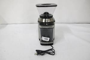 lot 109 image: Supreme Grind 8 oz. Stainless Steel Burr Coffee Grinder with Adjustable Settings