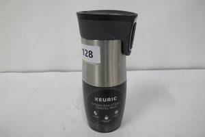 lot 128 image: Keurig 14-oz Stainless Steel Travel Mug