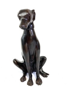 lot 29 image: Vintage Deco Bronze Seated Whippet Greyhound Dog Sculpture