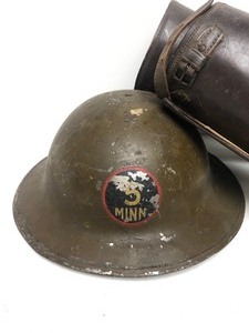 lot 10 image: Orig WW1 Helmet wLeather Gaiters - 5th Minnesota