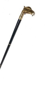 lot 32 image: Vintage Solid Brass Eagle Head Walking Stick wLight