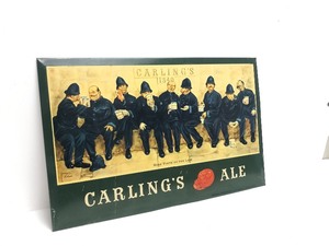lot 34 image: Orig Vintage 1930s CARLINGS ALE Tin Beer Sign - Nine Pints of The Law