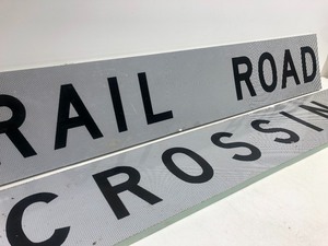 lot 58 image: Large Railroad Crossing Train Tracks Crossbuck Signs