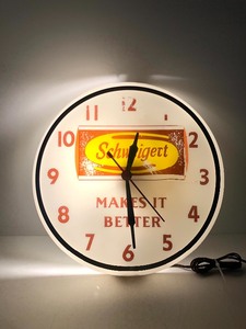 lot 77 image: Vintage 1950s SCHWEIGERT Hot Dogs Lighted Advertising Clock