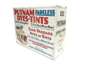 lot 209 image: Old Vintage PUTNAM Dyes Advertising Store Display Cabinet wGeorge Washington Graphics