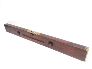 lot 91 image: 2 Nice Antique Brass & Wood Levels - Stanley & Keen Kutter