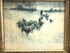 lot 103 image: Framed Antique 1880s Hand Signed Reuben Le Grande Johnston Artwork on Silk