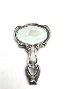 lot 110 image: Lovely Antique Art Nouveau Flowing Maiden Sterling Silver Hand Mirror 
