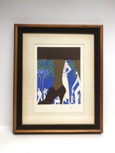 lot 121 image: Vintage Framed Signed Numbered Original ERTE Lithograph - Brown Boot