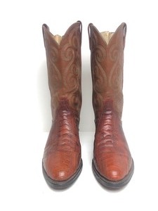lot 130 image: Excellent Pair of DAN POST Genuine Ostrich Leg Leather Cowboy Boots - Size 9.5 D
