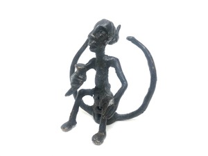 lot 134 image: Early BrassBronze Medicine Man or Shamans CaneSceptor Finial Topper
