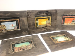 lot 139 image: Group of 5 Vintage 1960s Theatrical Set Design Original Paintings - Mother Courage and Her Children