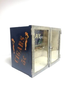 lot 158 image: Old Vintage Metal CIGAR Tobacco Store Advertising Display Cabinet