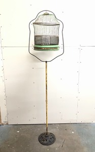 lot 161 image: Antique Victorian Metal Bird Cage wStand