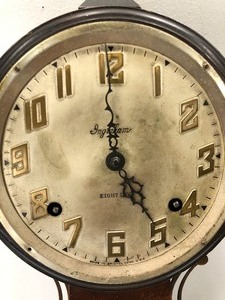 lot 190 image: Antique INGRAHAM Nautical Motif Wall Clock wEagle Finial