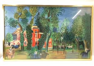 lot 196 image: Orig Vintage 1950s RAOUL DUFY Large Lithograph - Paddock a Deauville