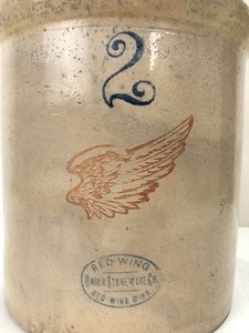 lot 203 image: RED WING 2 Gallon Stoneware Crock