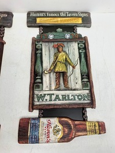 lot 221 image: Set of 2 Vintage HAMMS Famous Old Tavern Beer Signs