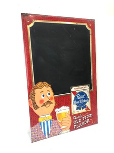 lot 235 image: Vintage Pabst Blue Ribbon PBR Metal Beer Sign Chalkboard