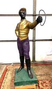 lot 274 image: Large Vintage 1960s HEAVY Cement Lawn Jockey Hitching Post
