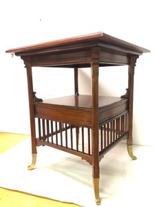 lot 272 image: Antique Signed Brass Footed W.A. BERKEY Table wDrawer