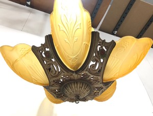 lot 270 image: Original 1930s Deco MARKEL Slip Shade Light Fixture