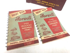 lot 287 image: Vintage 1932 & 1962 FARWELL OZMUN KIRK Saint Paul Hardware Company Large Catalogs & Wish Books