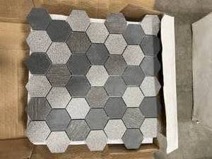 lot 828 image: 11 Sheets Porcelain Mosaic Tile Hex Grey