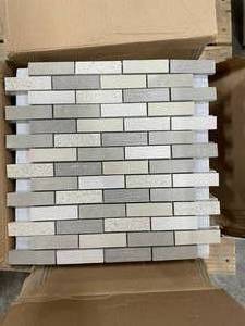 lot 834 image: 33 Sheets Porcelain Tile Brick Mosaic Beige