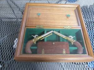 lot 33 image: Framed Replica Dueling Pistols See...